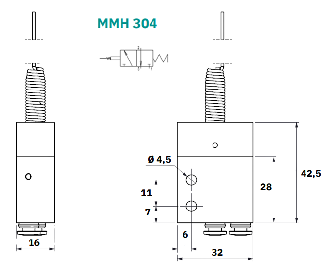 One-Way Roller-Lever Mechanical Valve 3/2